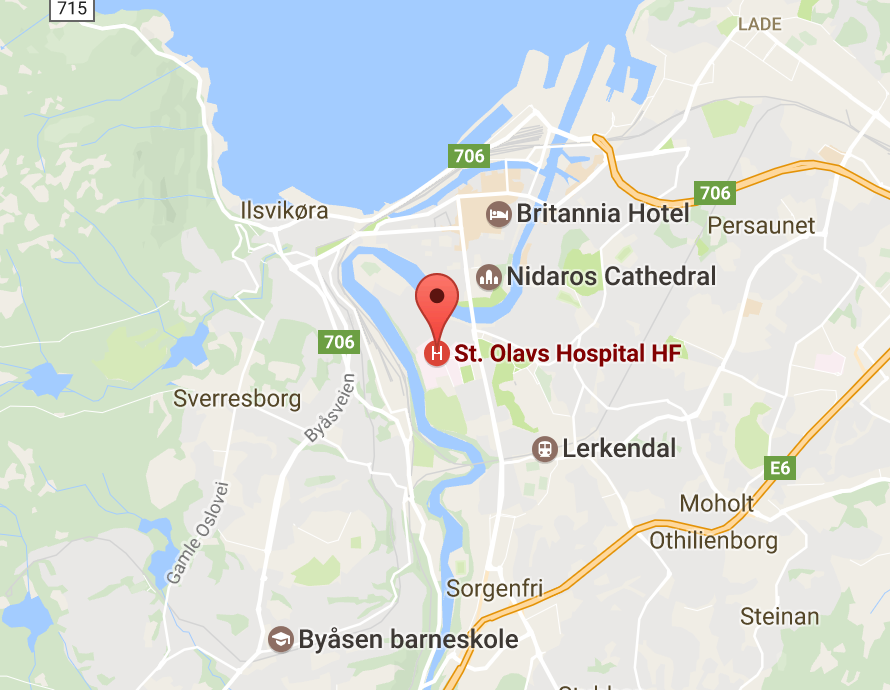 St. Olavs Hospital ligger i området Øya i Trondheim. Kart: Google maps.  St. Olavs Hospital ligger i området Øya i Trondheim. Kart: Google maps. 